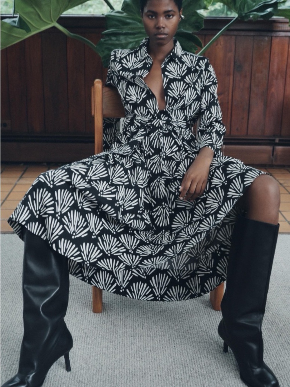 Black & White Printed Shirt Dress NWT